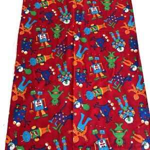 HTF Cranston Robots Aliens Fabric Red Cotton Science Quilting Kids Novelty Space